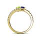 5 - Delise 5.00mm Round Peridot and Blue Sapphire with Side Diamonds Bypass Ring 
