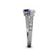 4 - Delise 5.00mm Round White and Blue Sapphire with Side Diamonds Bypass Ring 