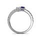 5 - Delise 5.00mm Round White and Blue Sapphire with Side Diamonds Bypass Ring 