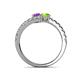 5 - Delise 5.00mm Round Amethyst and Peridot with Side Diamonds Bypass Ring 