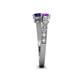 4 - Delise 5.00mm Round Amethyst and Blue Sapphire with Side Diamonds Bypass Ring 