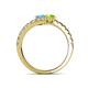 5 - Delise 5.00mm Round Blue Topaz and Peridot with Side Diamonds Bypass Ring 