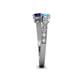 4 - Delise 5.00mm Round Blue Topaz and Blue Sapphire with Side Diamonds Bypass Ring 