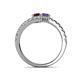 5 - Delise 5.00mm Round Red Garnet and Iolite with Side Diamonds Bypass Ring 