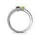 5 - Delise 5.00mm Round Red Garnet and Peridot with Side Diamonds Bypass Ring 