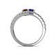 5 - Delise 5.00mm Round Red Garnet and Blue Sapphire with Side Diamonds Bypass Ring 