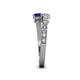 4 - Delise 5.00mm Round Diamond and Blue Sapphire with Side Diamonds Bypass Ring 
