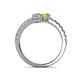 5 - Delise 5.00mm Round Diamond and Peridot with Side Diamonds Bypass Ring 