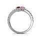 5 - Delise 5.00mm Round Red Garnet and Pink Sapphire with Side Diamonds Bypass Ring 