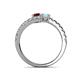 5 - Delise 5.00mm Round Red Garnet and Aquamarine with Side Diamonds Bypass Ring 