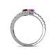 5 - Delise 5.00mm Round Red Garnet and Amethyst with Side Diamonds Bypass Ring 