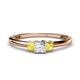 1 - Eadlin Princess Cut Diamond and Yellow Sapphire Three Stone Engagement Ring 