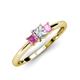 3 - Eadlin Princess Cut Diamond and Pink Sapphire Three Stone Engagement Ring 