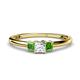 1 - Eadlin Princess Cut Diamond and Green Garnet Three Stone Engagement Ring 