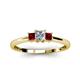 2 - Eadlin Princess Cut Diamond and Red Garnet Three Stone Engagement Ring 