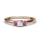 1 - Eadlin Princess Cut Diamond and Rhodolite Garnet Three Stone Engagement Ring 