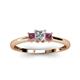 2 - Eadlin Princess Cut Diamond and Rhodolite Garnet Three Stone Engagement Ring 