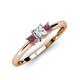 3 - Eadlin Princess Cut Diamond and Rhodolite Garnet Three Stone Engagement Ring 