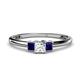 1 - Eadlin Princess Cut Diamond and Blue Sapphire Three Stone Engagement Ring 