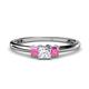 1 - Eadlin Princess Cut Diamond and Pink Sapphire Three Stone Engagement Ring 