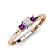 3 - Eadlin Princess Cut Diamond and Amethyst Three Stone Engagement Ring 