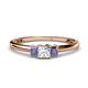 1 - Eadlin Princess Cut Diamond and Iolite Three Stone Engagement Ring 