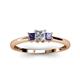 2 - Eadlin Princess Cut Diamond and Iolite Three Stone Engagement Ring 