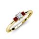 3 - Eadlin Princess Cut Diamond and Red Garnet Three Stone Engagement Ring 