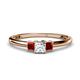 1 - Eadlin Princess Cut Diamond and Red Garnet Three Stone Engagement Ring 