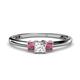 1 - Eadlin Princess Cut Diamond and Rhodolite Garnet Three Stone Engagement Ring 