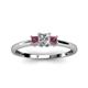2 - Eadlin Princess Cut Diamond and Rhodolite Garnet Three Stone Engagement Ring 