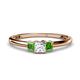 1 - Eadlin Princess Cut Diamond and Green Garnet Three Stone Engagement Ring 