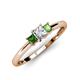 3 - Eadlin Princess Cut Diamond and Green Garnet Three Stone Engagement Ring 