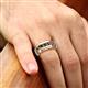 6 - Brad Round Smoky Quartz and Lab Grown Diamond 7 Stone Men Wedding Ring 
