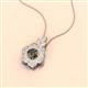2 - Alice 5.00 mm Round Smoky Quartz and Lab Grown Diamond Floral Halo Pendant Necklace 