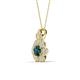 3 - Alice 5.00 mm Round London Blue Topaz and Lab Grown Diamond Floral Halo Pendant Necklace 