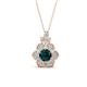1 - Alice 5.00 mm Round London Blue Topaz and Lab Grown Diamond Floral Halo Pendant Necklace 