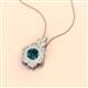 2 - Alice 5.00 mm Round London Blue Topaz and Lab Grown Diamond Floral Halo Pendant Necklace 
