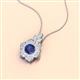 2 - Alice 5.00 mm Round Iolite and Lab Grown Diamond Floral Halo Pendant Necklace 