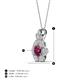 4 - Alice 5.00 mm Round Rhodolite Garnet and Lab Grown Diamond Floral Halo Pendant Necklace 