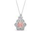 1 - Alice 5.00 mm Round Morganite and Lab Grown Diamond Floral Halo Pendant Necklace 