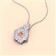 2 - Alice 5.00 mm Round Morganite and Lab Grown Diamond Floral Halo Pendant Necklace 