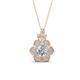 1 - Alice 5.00 mm Round Moissanite and Lab Grown Diamond Floral Halo Pendant Necklace 