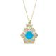 1 - Alice 5.00 mm Round Turquoise and Lab Grown Diamond Floral Halo Pendant Necklace 