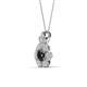 3 - Alice 5.00 mm Round Black Diamond and Lab Grown Diamond Floral Halo Pendant Necklace 