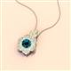 2 - Alice 5.00 mm Round Blue Diamond and Lab Grown Diamond Floral Halo Pendant Necklace 