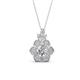 1 - Alice 0.67 ctw (5.0 mm) Round Lab Grown Diamond and Round Natural Diamond Floral Halo Pendant Necklace 