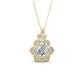 1 - Alice 0.67 ctw (5.0 mm) Round Lab Grown Diamond and Round Natural Diamond Floral Halo Pendant Necklace 