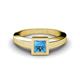 1 - Ian Princess Cut Blue Topaz Solitaire Engagement Ring 