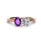 1 - Tanya Oval Shape Amethyst & Cushion Shape GIA Certified Diamond 2 Stone Duo Ring 